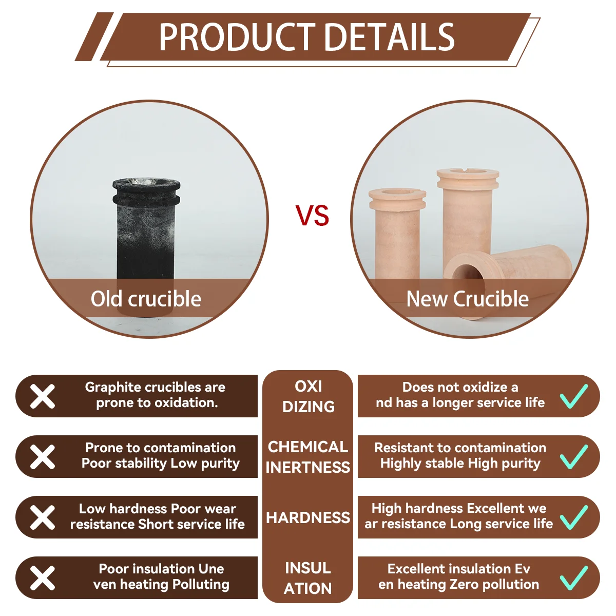 TOOLTOS 1KG 2KG 3KG Ceramic Melting Crucible for Electric Furnace Copper Aluminum Brass Bronze Metal Casting Foundry