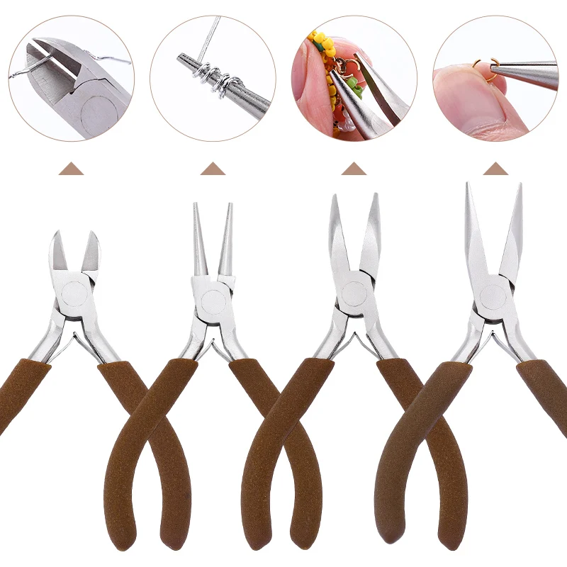 Jewelry Pliers Professional Jewelry Making Tools Needle Nose Pliers Round Wire Cutters for Supplies Wrapping DIY Crafts Beading