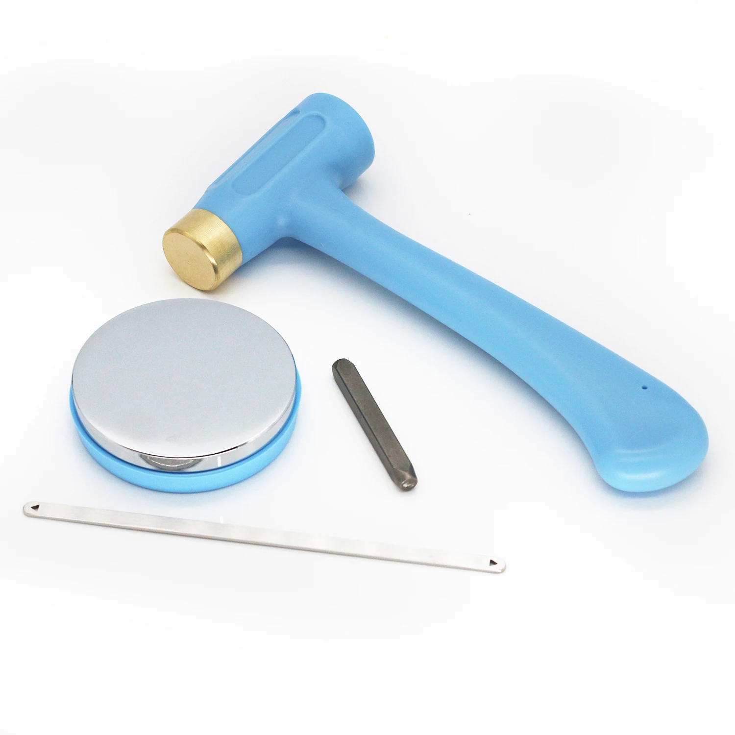 Metal Working Hammer Brass Nylon and Stainless Steel Base Punch Set Hand making Tool for Jewelry