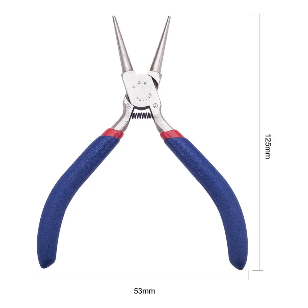 PandaHall Round Nose Plier Stainless Steel Jewelry Pliers Tools & Equipment for DIY Jewelery Accessory MidnightBlue 125x53mm