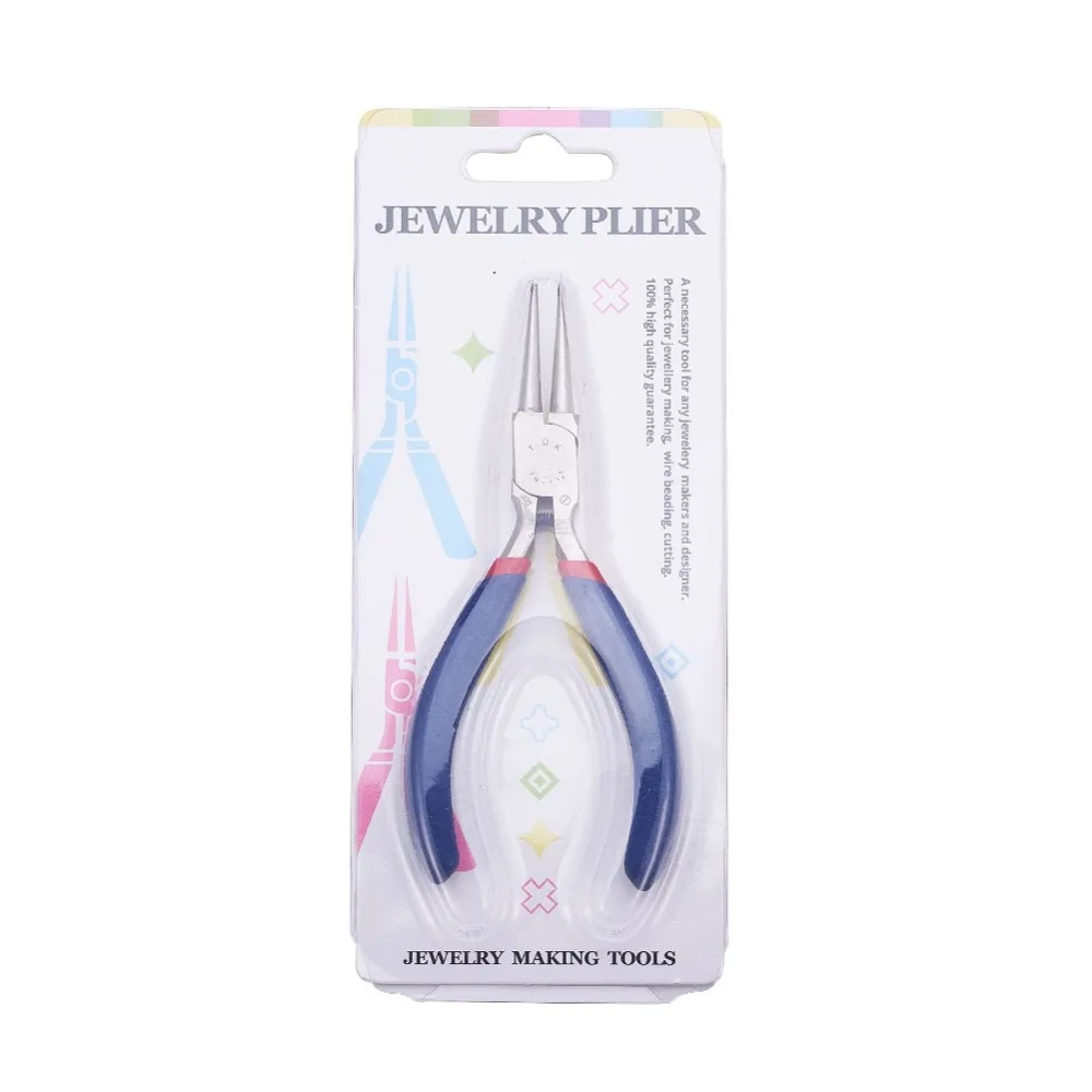 PandaHall Round Nose Plier Stainless Steel Jewelry Pliers Tools & Equipment for DIY Jewelery Accessory MidnightBlue 125x53mm