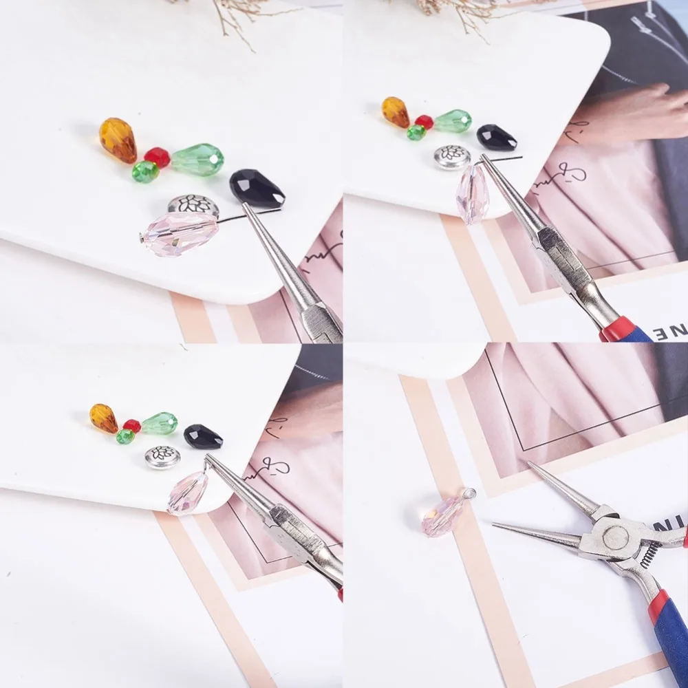 PandaHall Round Nose Plier Stainless Steel Jewelry Pliers Tools & Equipment for DIY Jewelery Accessory MidnightBlue 125x53mm
