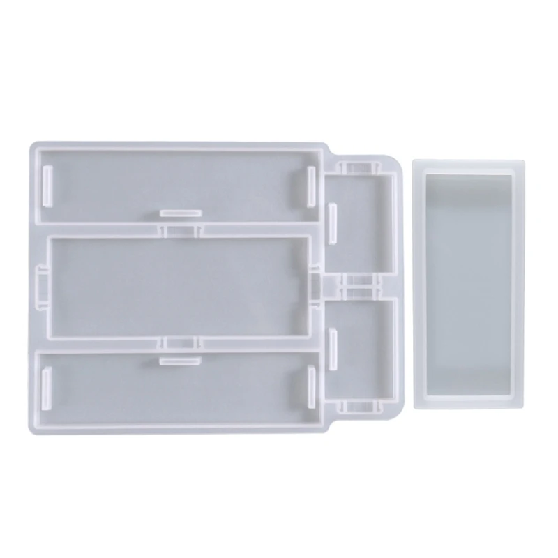 R3MC Domino Box Resin Molds Silicone Jewelry Storage Mold Epoxy Casting Case Mold 19x15cm Rectangular DIY Silicone Mold