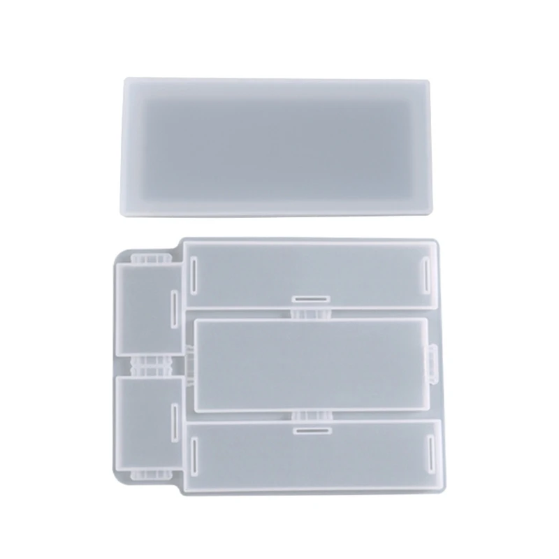 R3MC Domino Box Resin Molds Silicone Jewelry Storage Mold Epoxy Casting Case Mold 19x15cm Rectangular DIY Silicone Mold