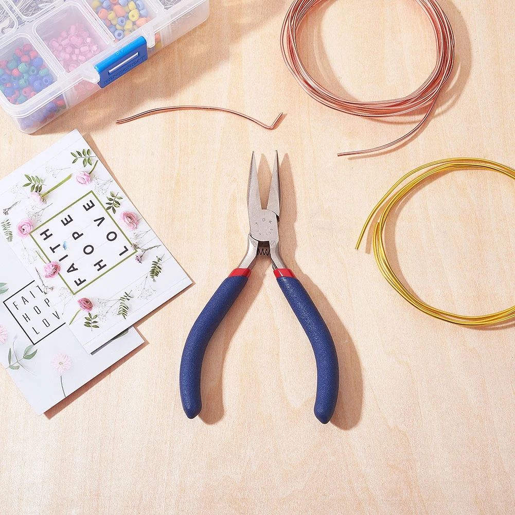 Pandahall Jewelry Pliers Stainless Steel Short Chain-Nose Pliers Jewelry Making Tools 125x53mm