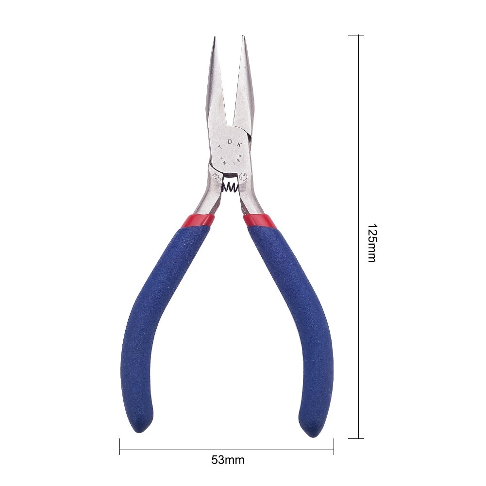 Pandahall Jewelry Pliers Stainless Steel Short Chain-Nose Pliers Jewelry Making Tools 125x53mm