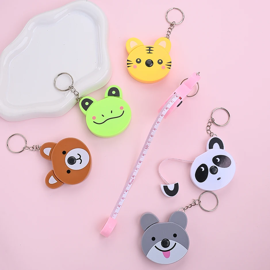 iYOE 1pc 1.5m Animal Keychain Soft Tape Measure Retractable Double Scale Automatic Sewing Tape Measure Ruler Tools Tailor Craft