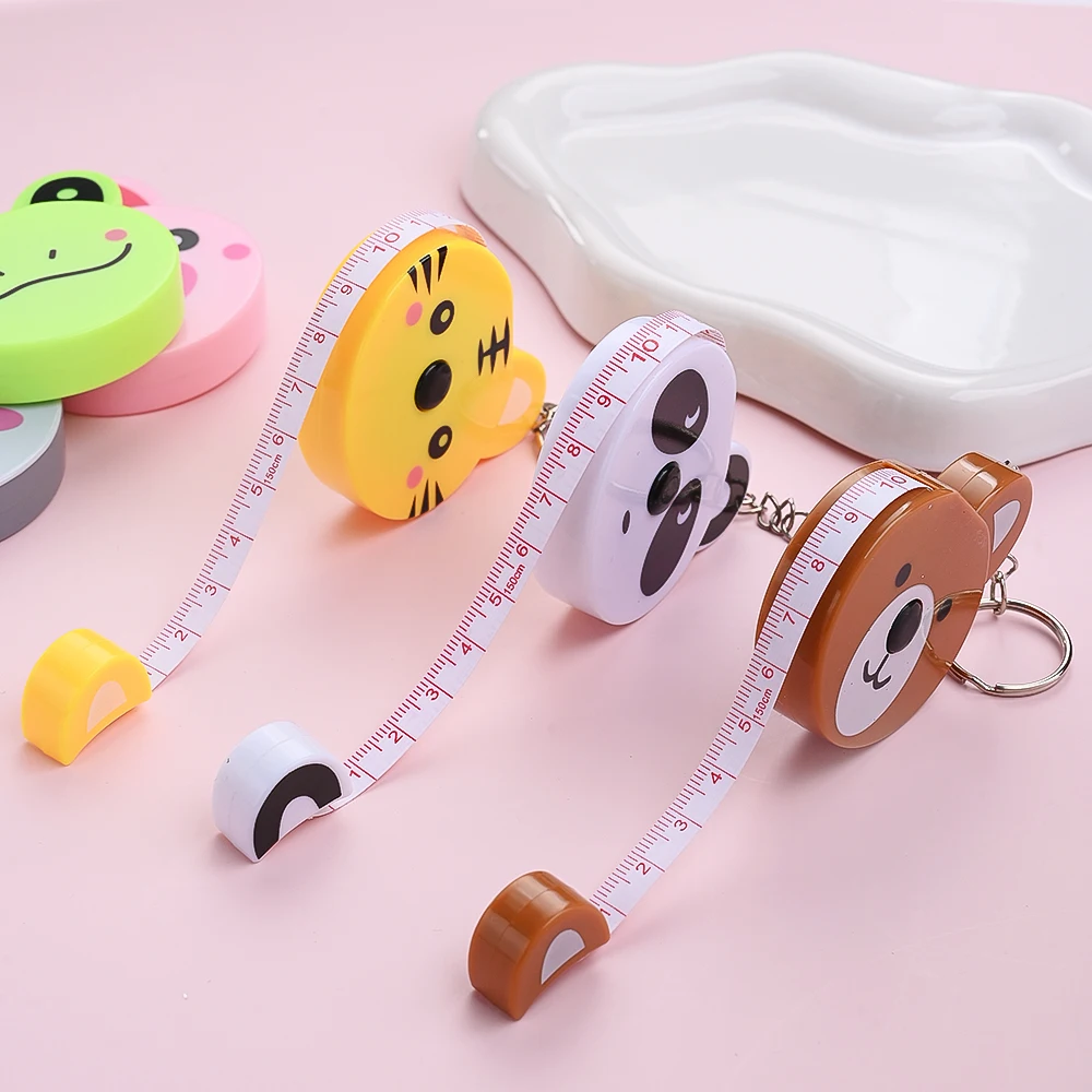 iYOE 1pc 1.5m Animal Keychain Soft Tape Measure Retractable Double Scale Automatic Sewing Tape Measure Ruler Tools Tailor Craft