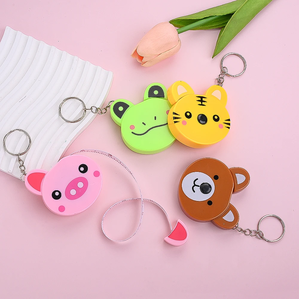 iYOE 1pc 1.5m Animal Keychain Soft Tape Measure Retractable Double Scale Automatic Sewing Tape Measure Ruler Tools Tailor Craft