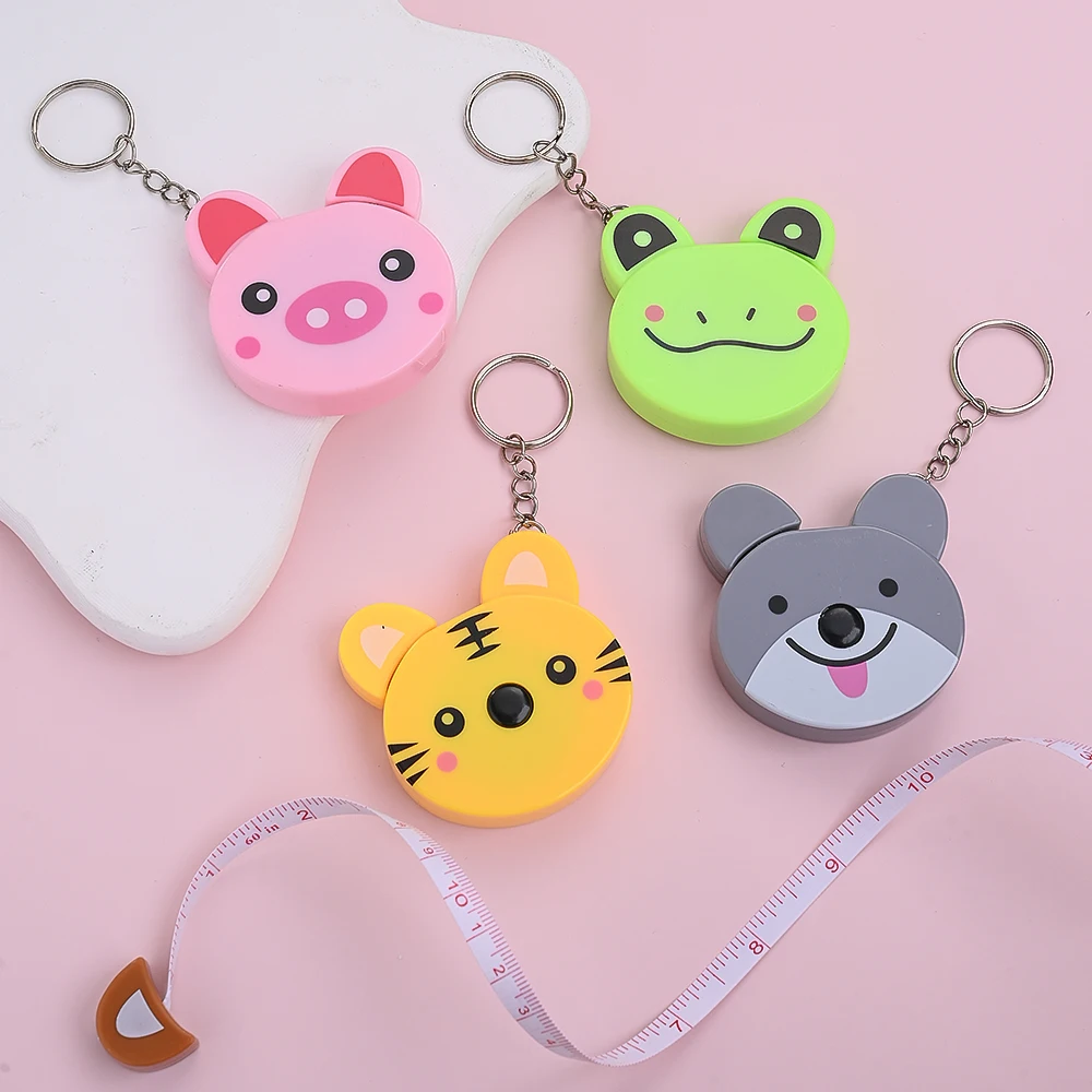 iYOE 1pc 1.5m Animal Keychain Soft Tape Measure Retractable Double Scale Automatic Sewing Tape Measure Ruler Tools Tailor Craft