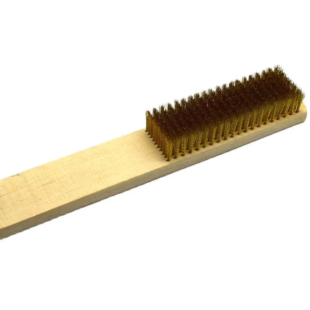 10 Row Brass Wire Brush With Wood Handle Jewelry Polishing Grinding Cleaning Tool