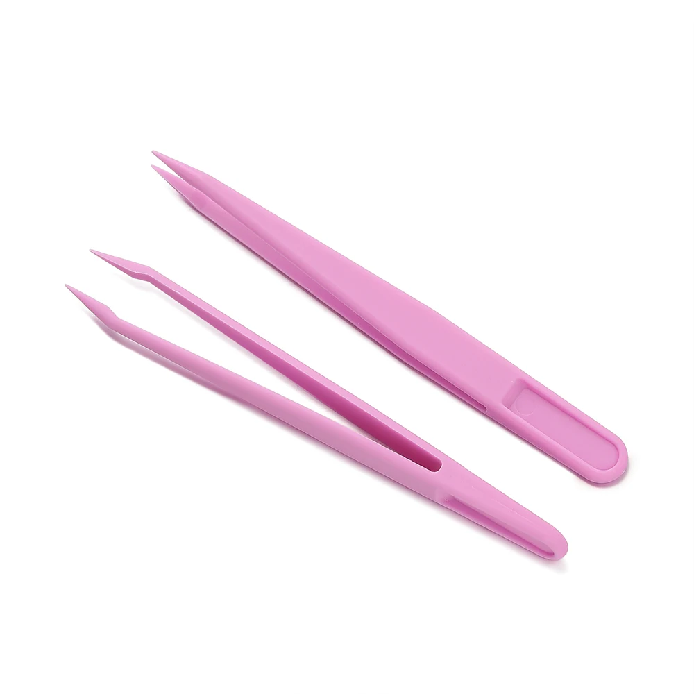 10Pcs/Lot Candy Color Plastic-assisted Fork Tweezers Stickers DIY Tool for Beaded Jewelry Accessories Making