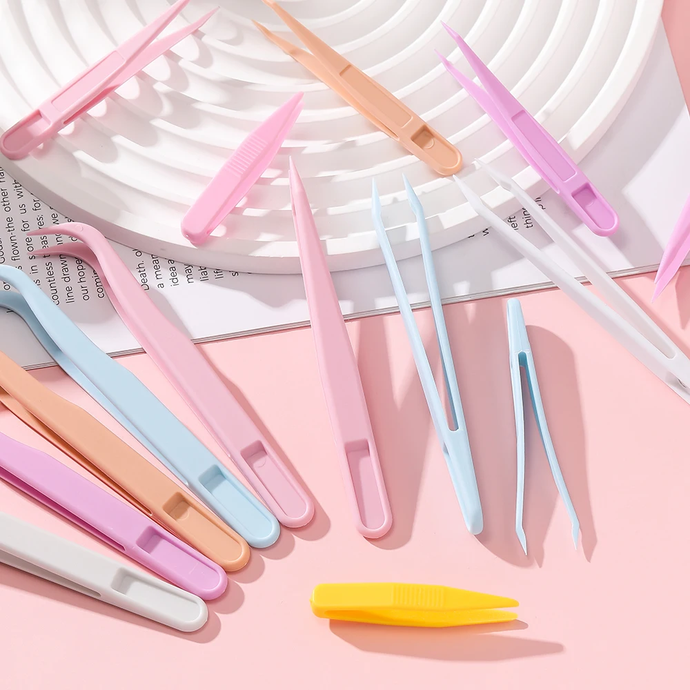 10Pcs/Lot Candy Color Plastic-assisted Fork Tweezers Stickers DIY Tool for Beaded Jewelry Accessories Making
