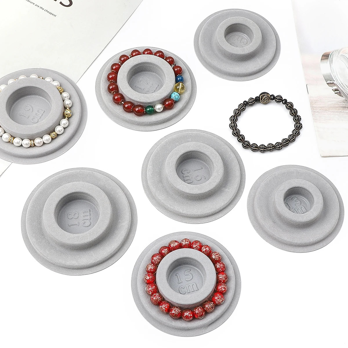 1pc PE Flocked Jewelry DIY Bracelet Design Round Plate Handmade Beaded Bracelet Design Table Size Dial New Beads Measuring Plate