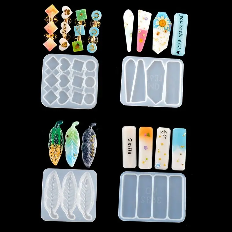 Handmade Barrettes Silicone Epoxy Resin Molds DIY Hair Pin Acrylic Mold Alligator Hair Clip Molds Jewelry Making Tools