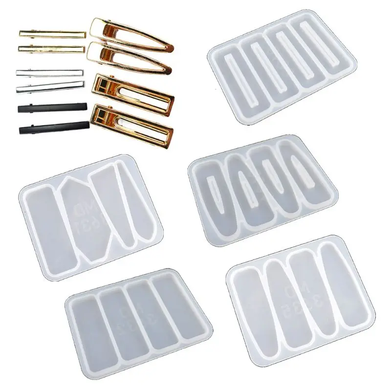 Handmade Barrettes Silicone Epoxy Resin Molds DIY Hair Pin Acrylic Mold Alligator Hair Clip Molds Jewelry Making Tools