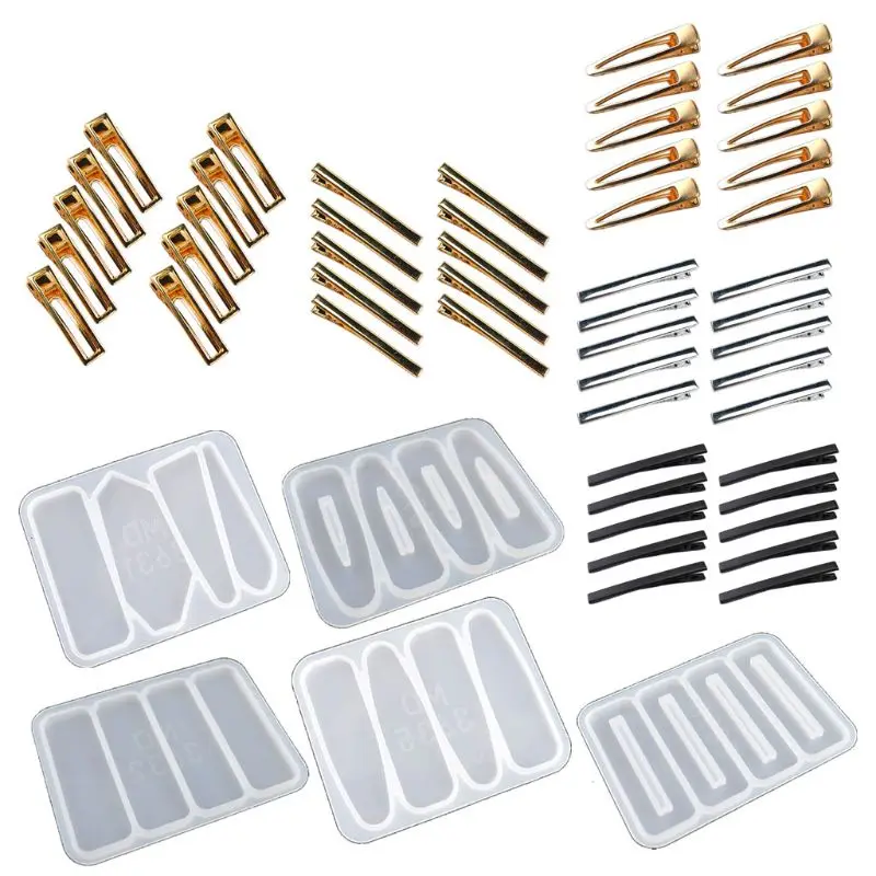 Handmade Barrettes Silicone Epoxy Resin Molds DIY Hair Pin Acrylic Mold Alligator Hair Clip Molds Jewelry Making Tools