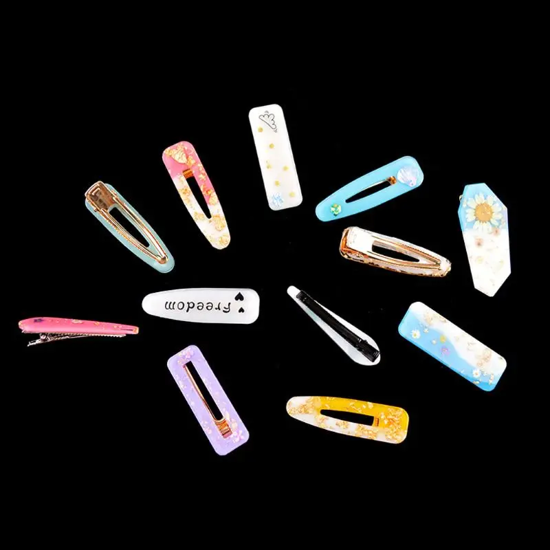 Handmade Barrettes Silicone Epoxy Resin Molds DIY Hair Pin Acrylic Mold Alligator Hair Clip Molds Jewelry Making Tools