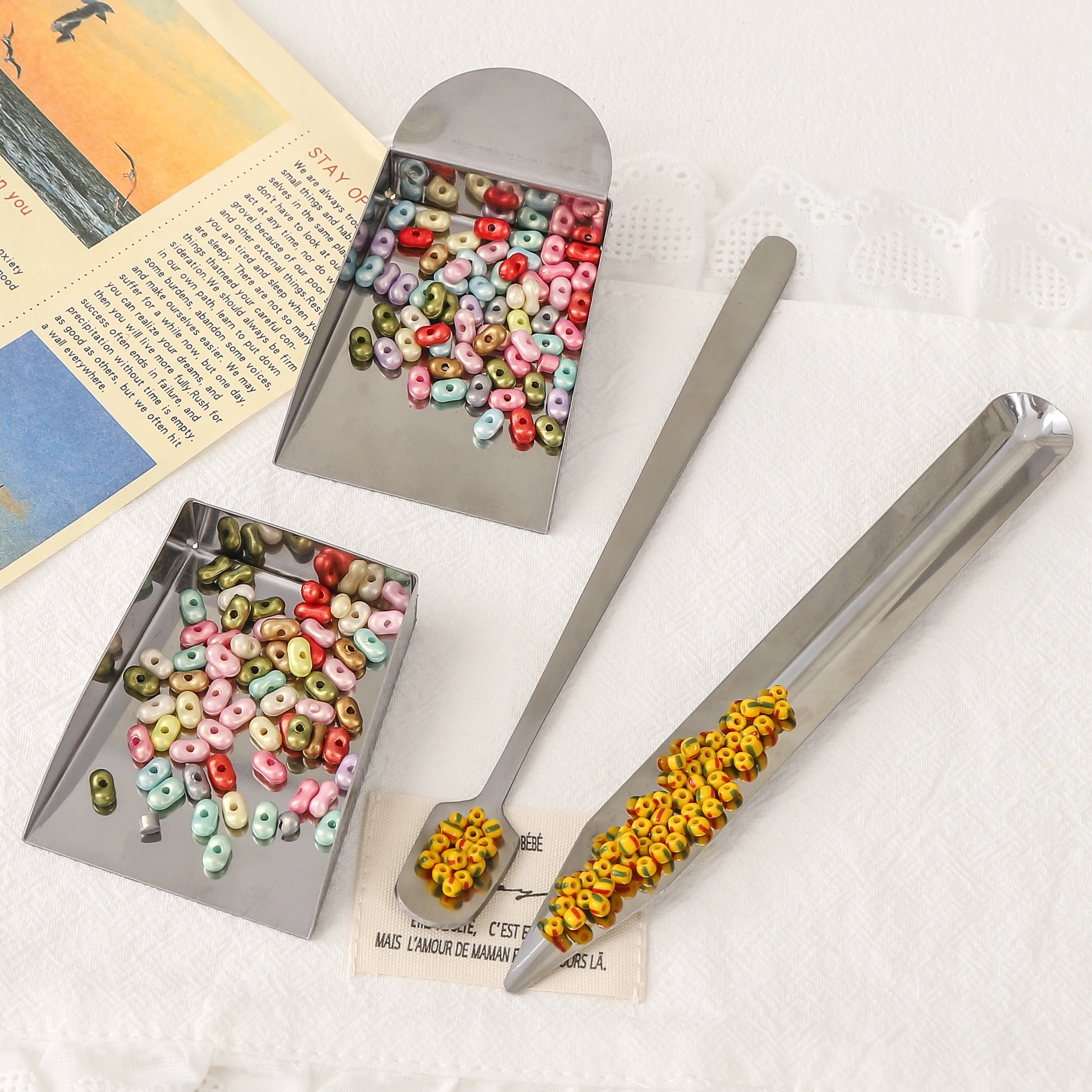 1Pc Professional Stainless Steel Seed Beads Shovel Jewelry Hand Tool Pick Up Storage Tools For Jewelry DIY Handmade Making