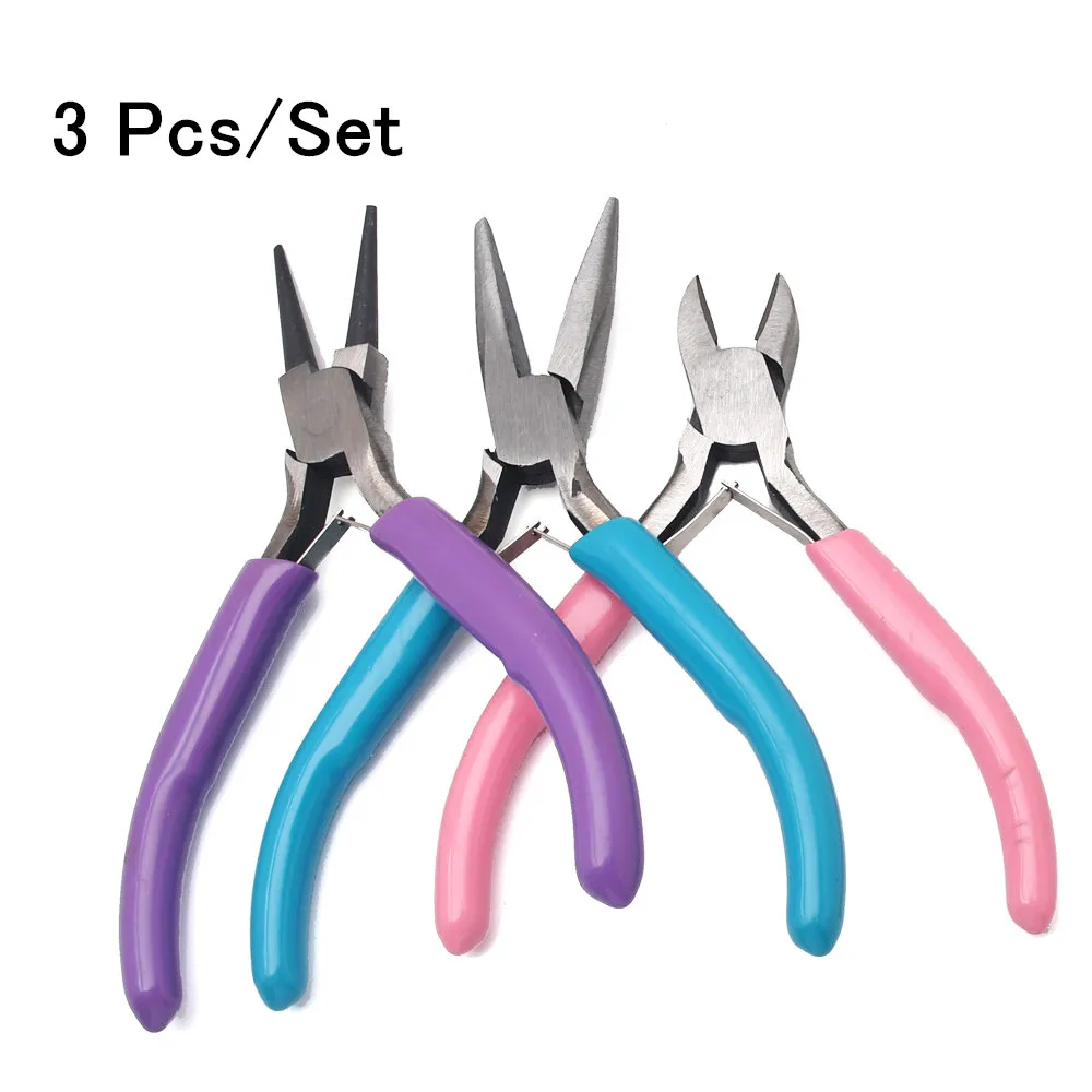 3-4Pcs Jewelry Pliers Set, Carbon Steel Cutting Pliers,Chain-Nose Pliers,Round Nose Plier For Jewelry DIY Making tool