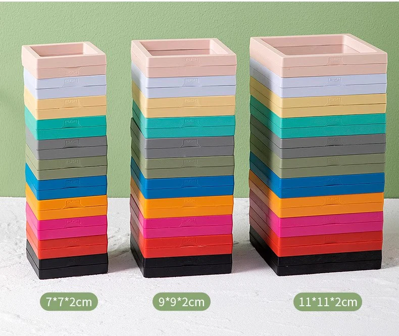 Color PE Film Jewelry Storage Box 3D Packaging Case Coin Free Stand Floating Frame Membrane Ring Earring Bracelet Display Holder
