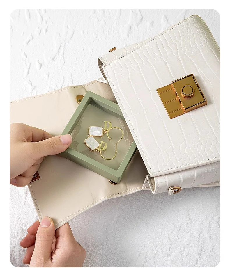 Color PE Film Jewelry Storage Box 3D Packaging Case Coin Free Stand Floating Frame Membrane Ring Earring Bracelet Display Holder