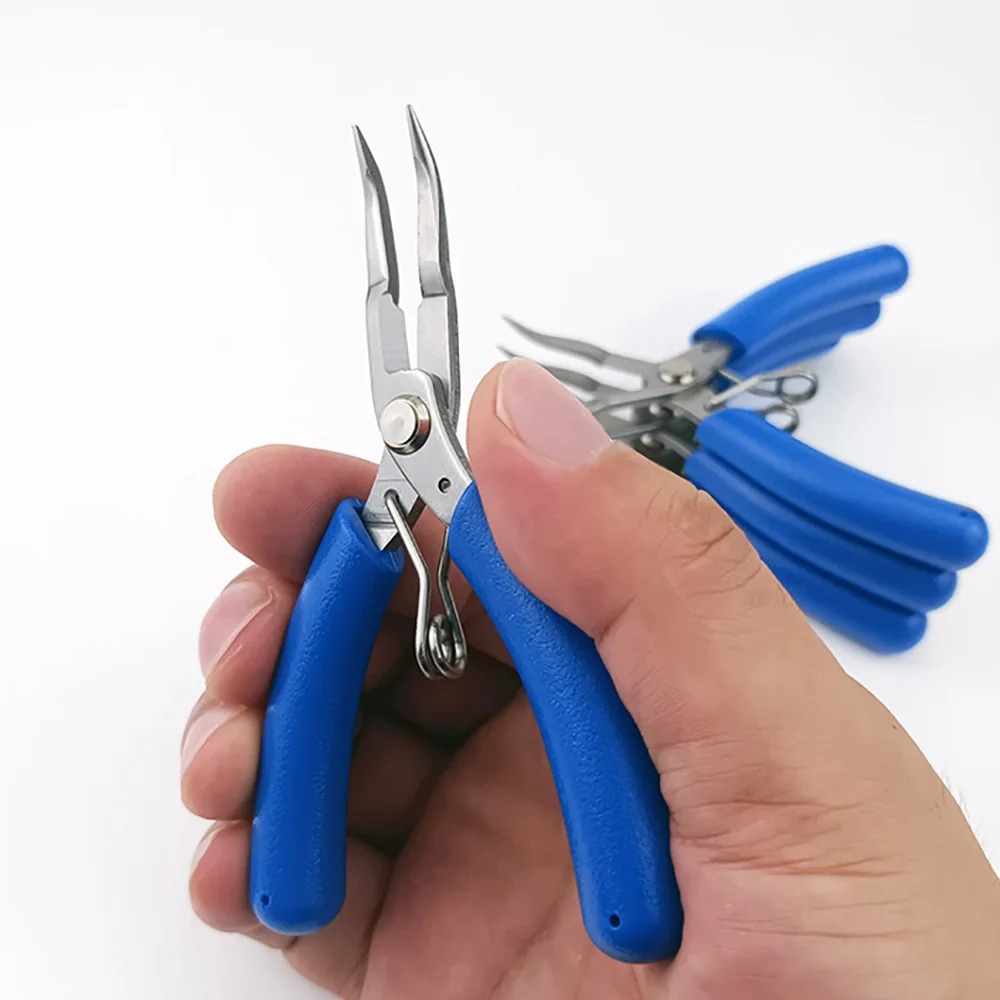 Bent Needle Nose Pliers Mini Serrated Pliers for Jewelry Making Electronic Repair Hand Tools