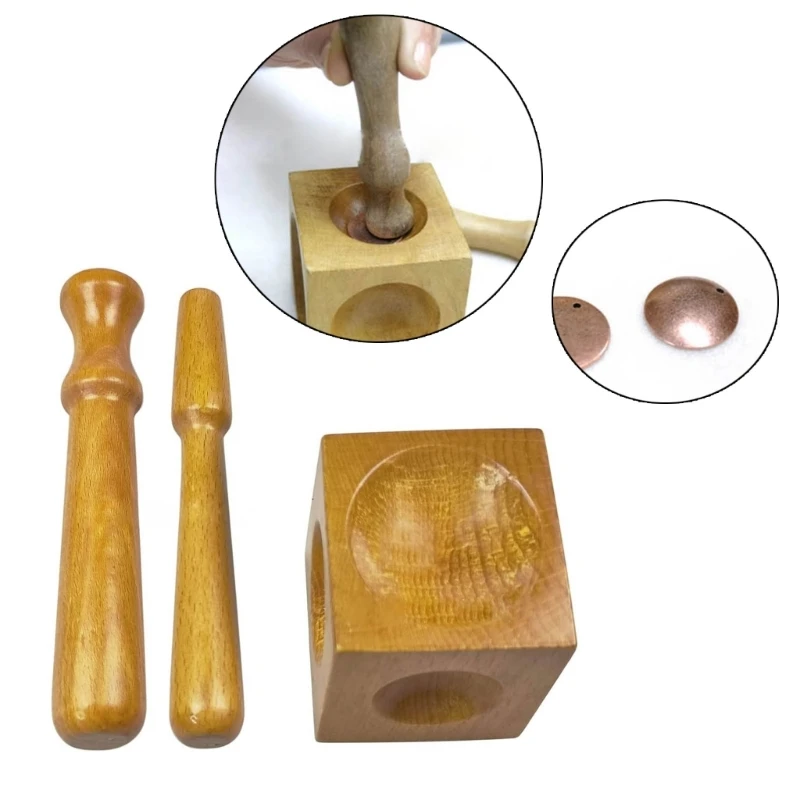 Durable Wood Doming Block and Punches Jewelry Making Tools Wood Dapping Block Perfect for Soft Metal Jewelry Making