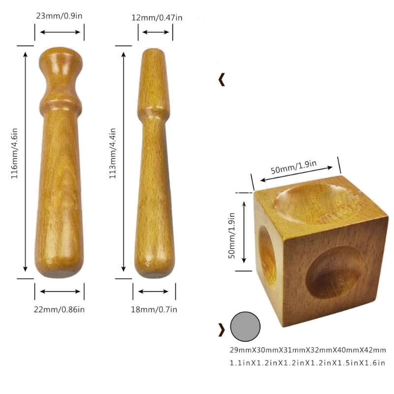 Durable Wood Doming Block and Punches Jewelry Making Tools Wood Dapping Block Perfect for Soft Metal Jewelry Making