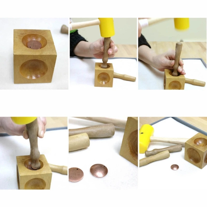 Durable Wood Doming Block and Punches Jewelry Making Tools Wood Dapping Block Perfect for Soft Metal Jewelry Making