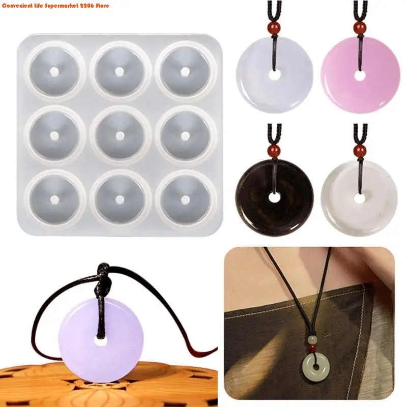 3D Hollow Round Silicone Molds Epoxy Resin Casting Mold DIY Craft Imitation Jade Pendant Mold Handmade Jewelry Tool