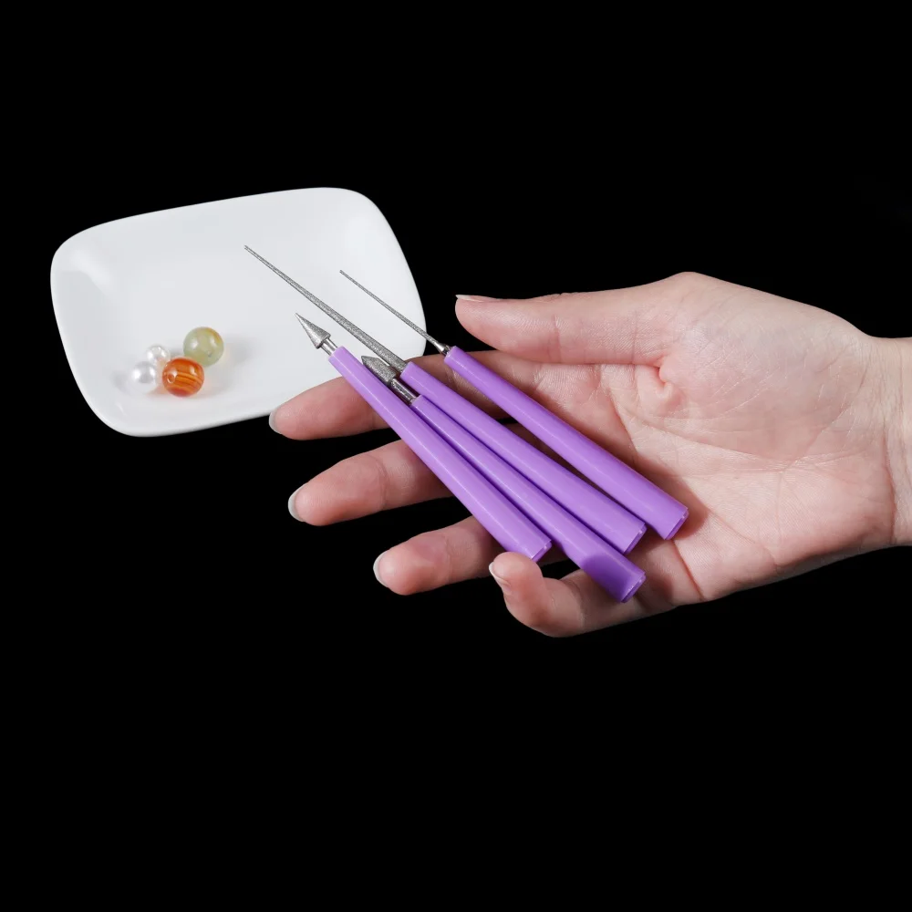 1set Beading Hole Enlarger Tools Diamond Needle File Sets Diamond Pearl Glass Beads Tipped Reaming File Reamer Jewelry Tools