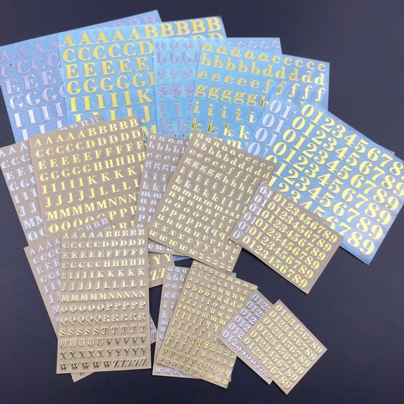 Gold/Silver Alphabet Glitter Epoxy Resin Metal Decorative Stickers English Letters Numbers UV Epoxy Resin Fillings Filler