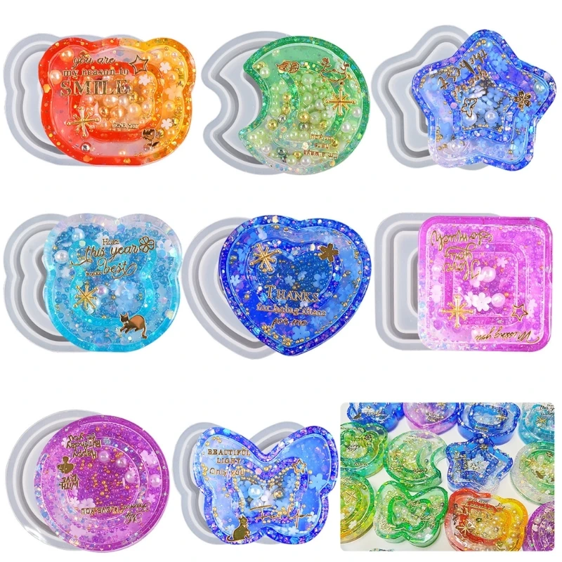 Silicone Quicksand Shaker Mold Butterfly Love Heart Peach Cloud Epoxy Resin DIY Jewelry Necklace Pendant Crafts Casting Tools