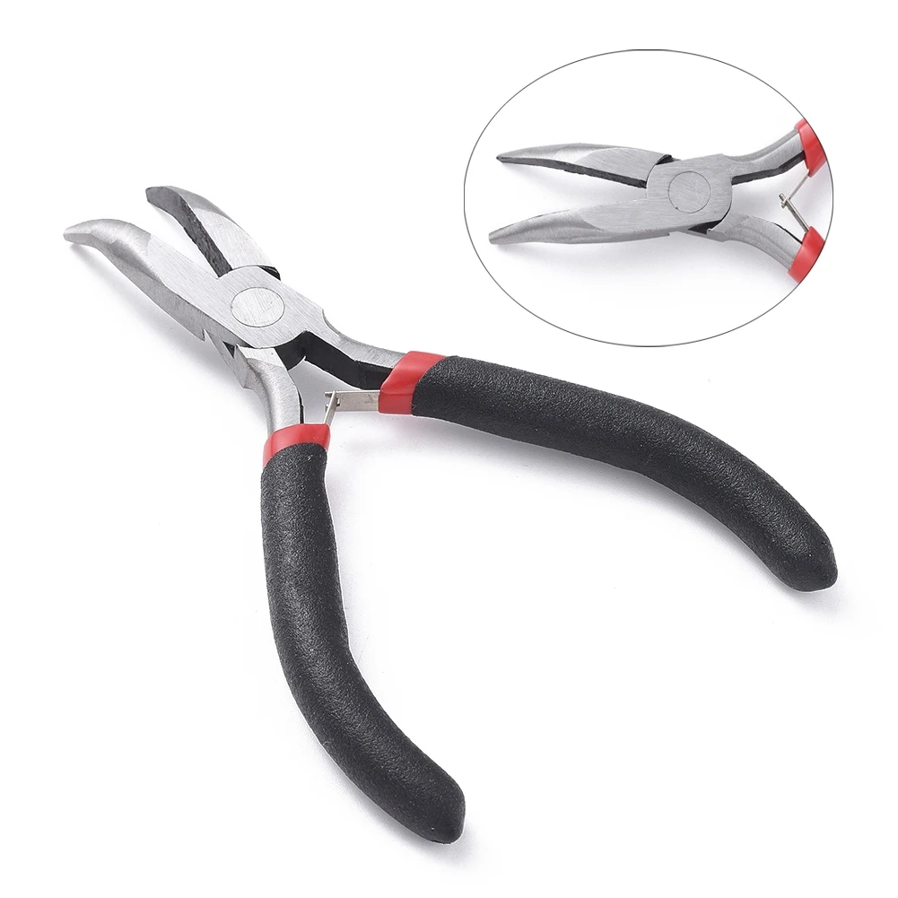 PandaHall Jewelry Pliers Bent Nose Plier Carbon-Hardened Steel Handmade Craft Jewelry Making Tools 12.5cm long