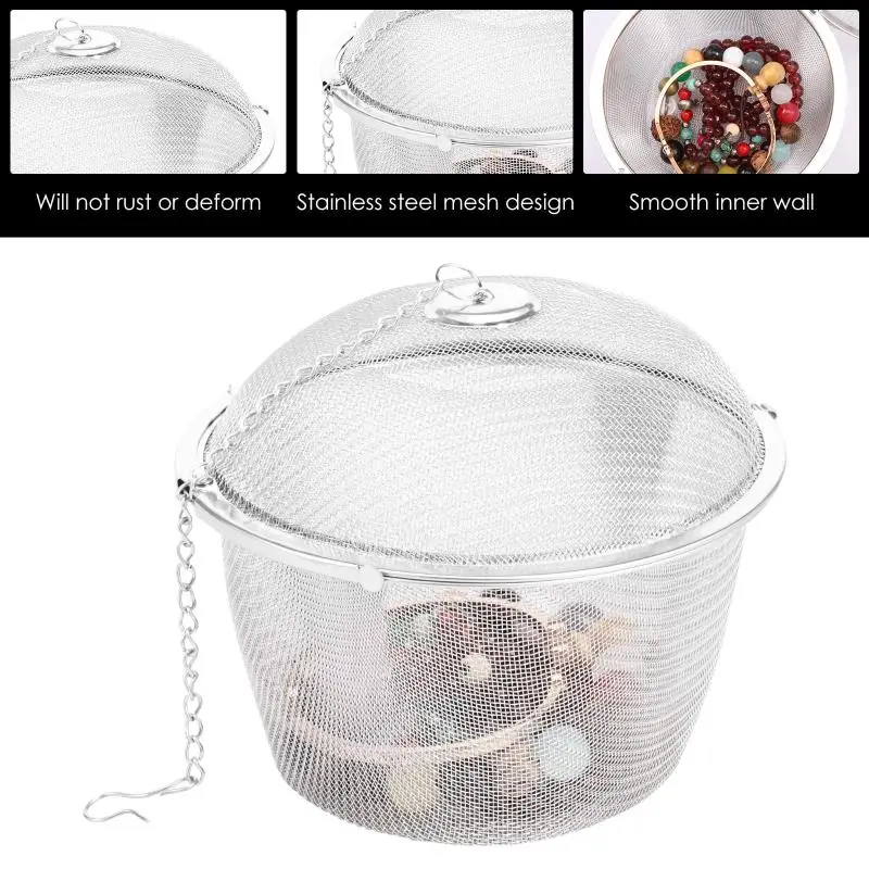 〔YY110〕Stainless Steel Jewelry Cleaner Basket With Lock And Hook Jewelry Steam Cleaner Solution For Ultrasonic Machine