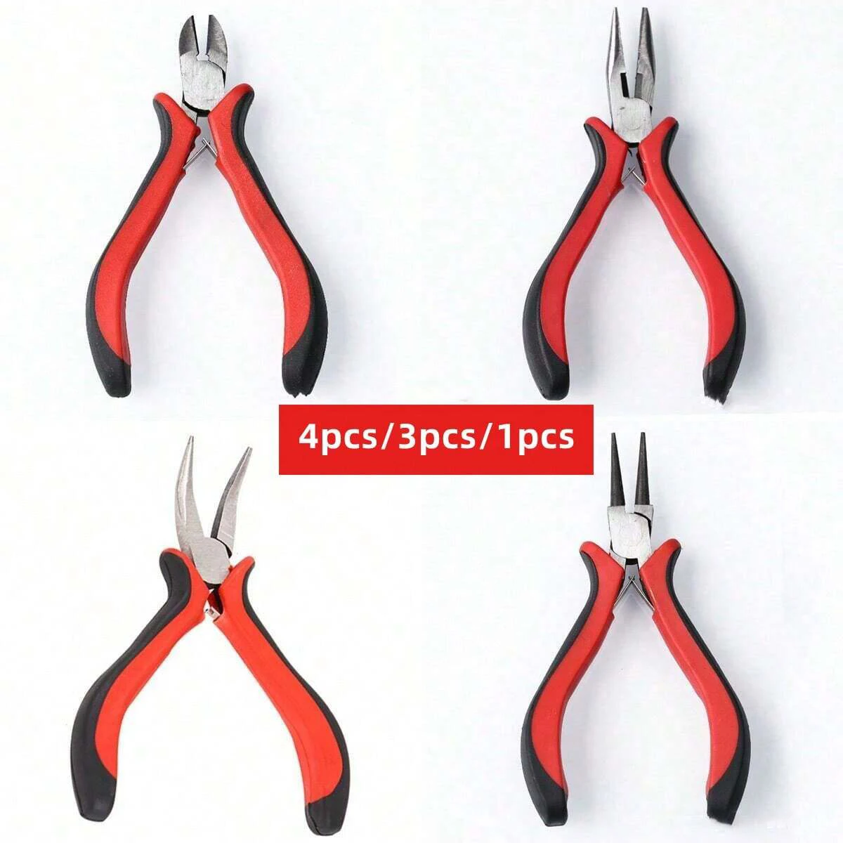 4pcs/3pcs/1pcs Iron Jewelry Pliers Tool Kit Includes Needle Round Wire Cutter And Curved Nose Pliers For Jewelry Beading Repair