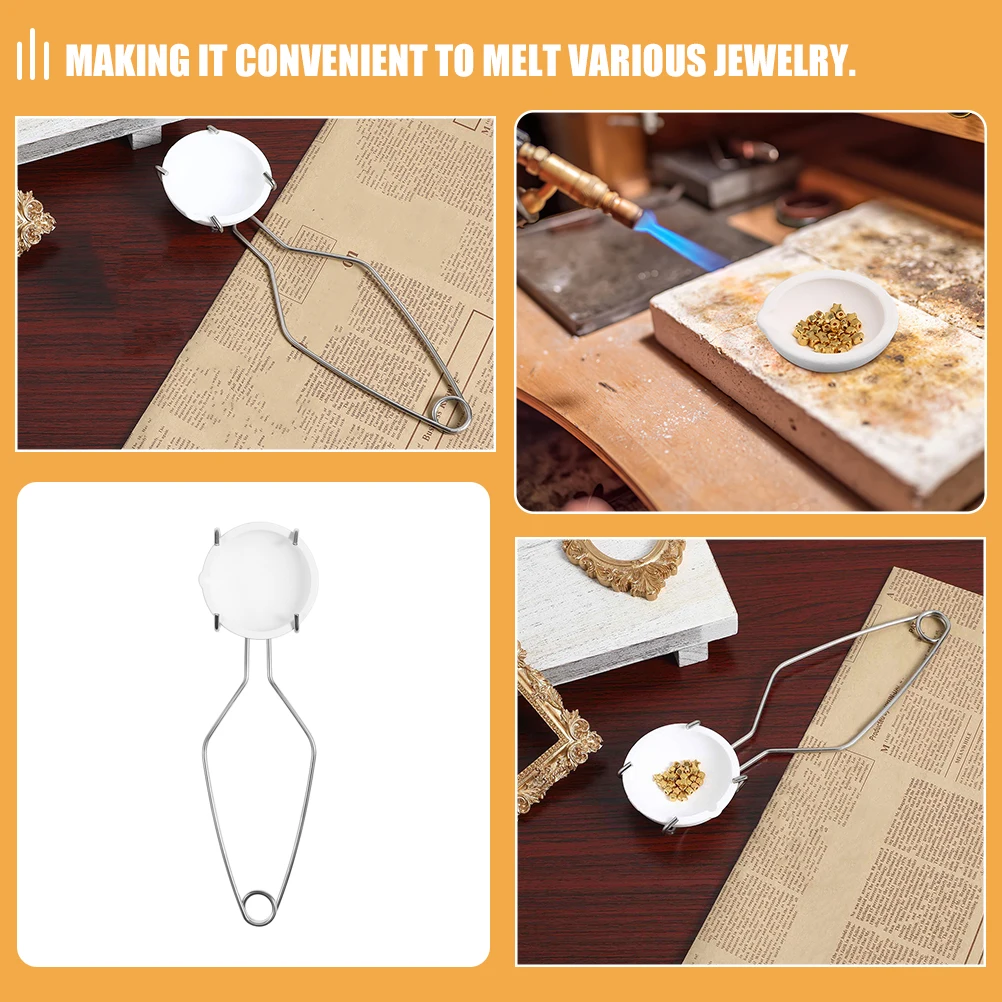 1 set Crucible Set Pot Melting Metal Smelting Tool Dishes Quartz Silver Casting Supplies Furnace Clamp Jewelry Making Practical
