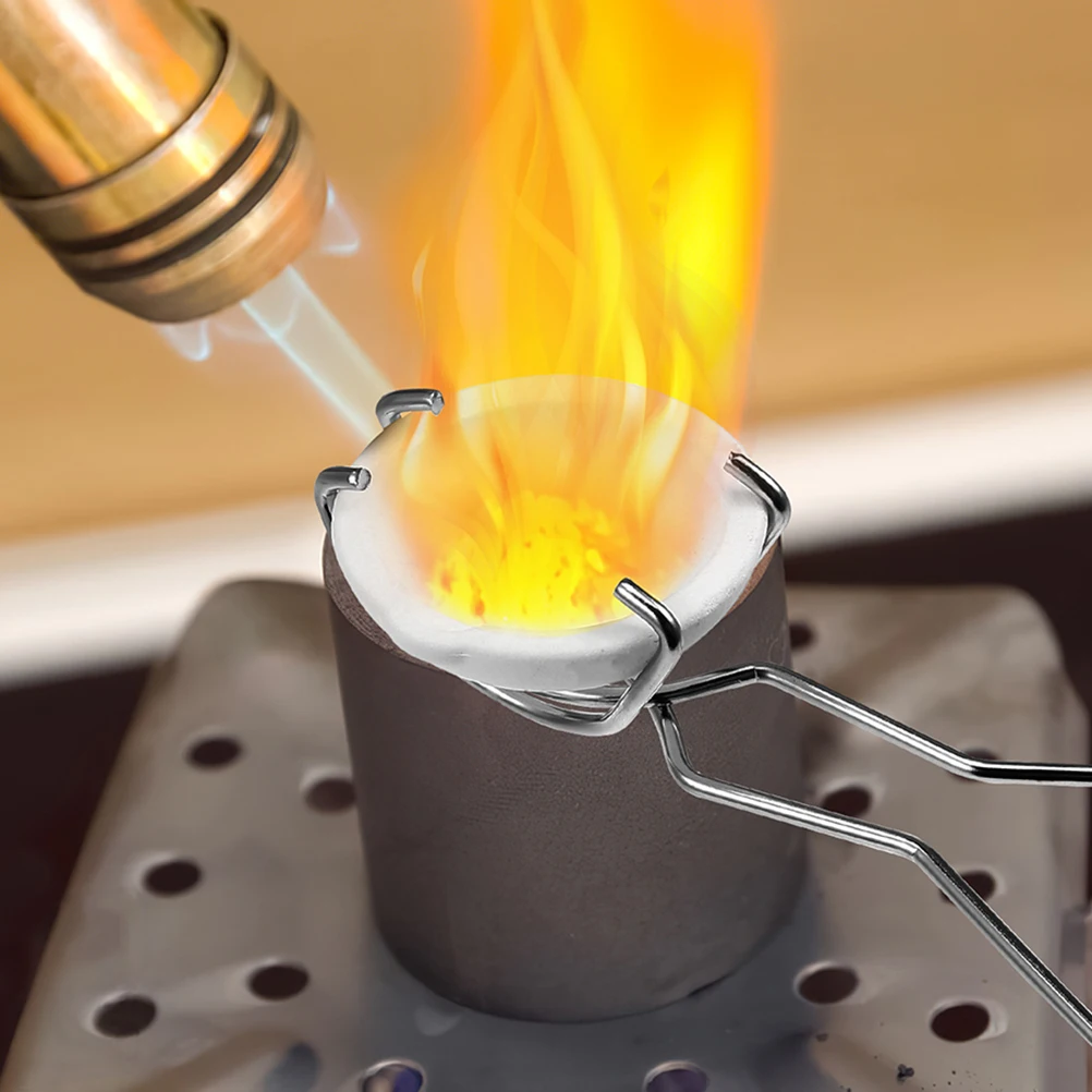 1 set Crucible Set Pot Melting Metal Smelting Tool Dishes Quartz Silver Casting Supplies Furnace Clamp Jewelry Making Practical