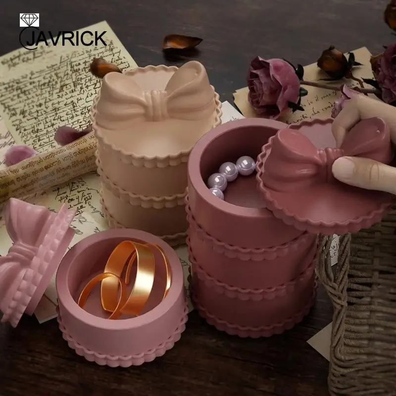 Silicone Mold Bowknot Jewelry Box Molds with Lid Cup Molds Home Decors