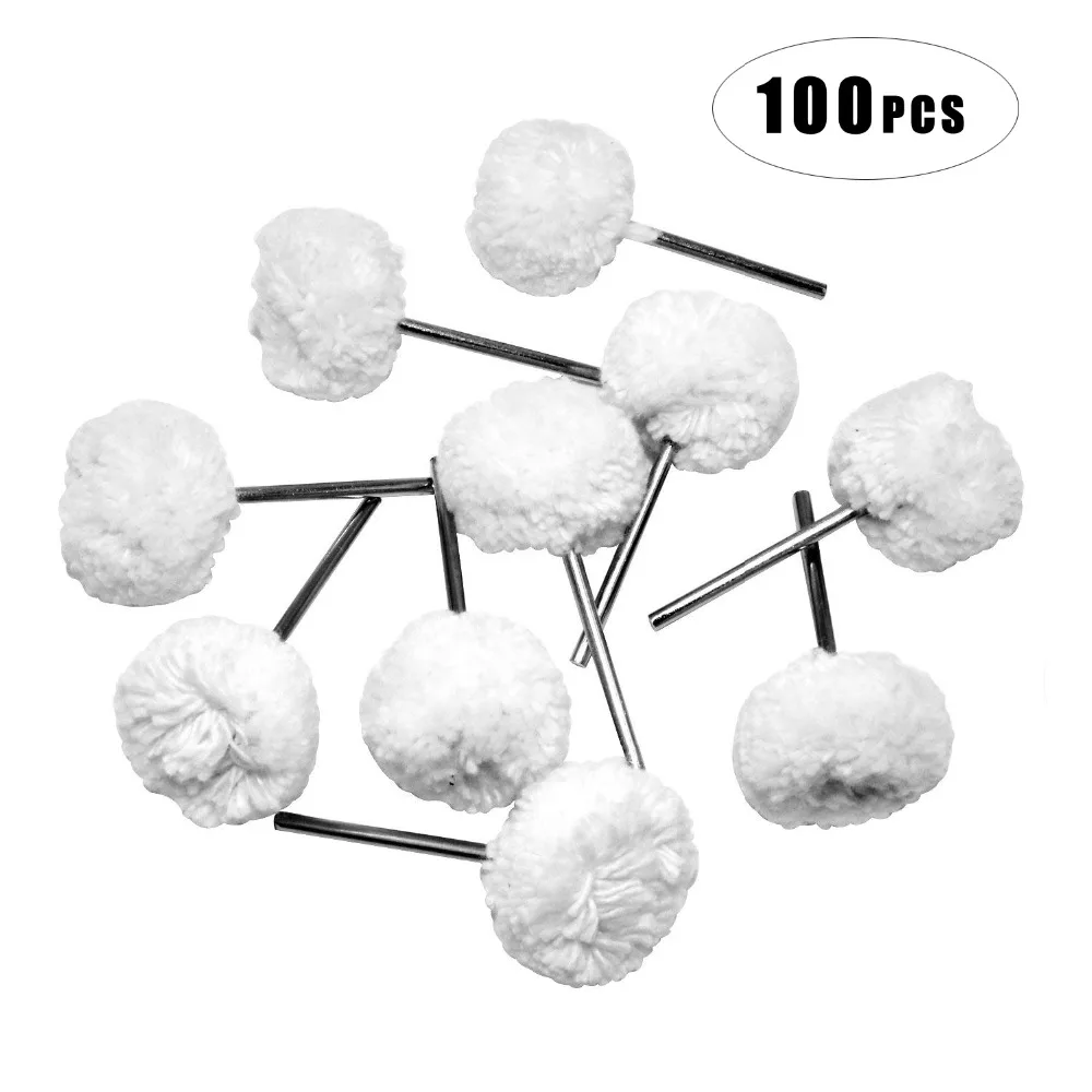 Polishing Wheel Fiber wheel Cotton wheel Wool wheel  Handle for Dremel Rotary Tools Fine Polish Jewelry Pack of 100Pcs