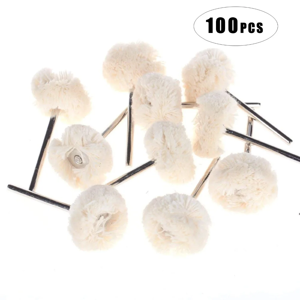 Polishing Wheel Fiber wheel Cotton wheel Wool wheel  Handle for Dremel Rotary Tools Fine Polish Jewelry Pack of 100Pcs