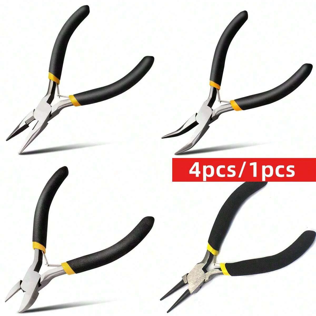 1pcs/4pcs Jewelry Pliers Tool Kit Includes Needle Round Wire Cutter And Curved Nose Pliers For Jewelry Beading Repair Supplies