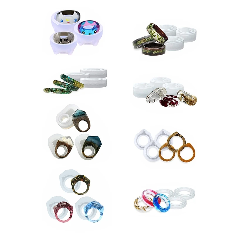 3pcs Ring Resin Molds For Jewelry Rings Silicone Casting Molds For DIY Rings Jewelry Silicone Mold Tools For Clay Epoxy Resin