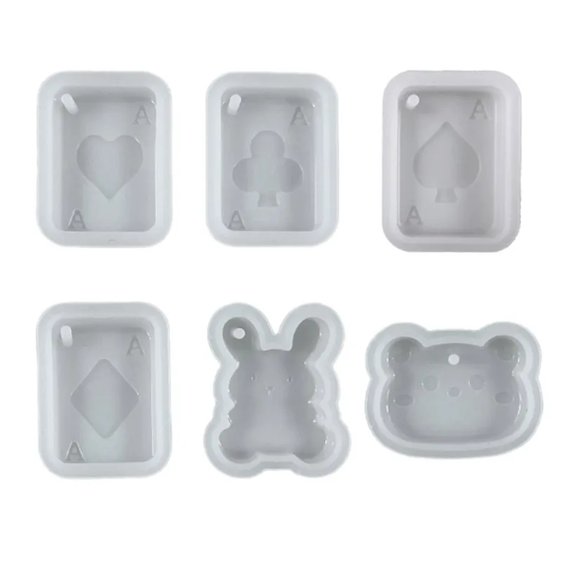 Playing Cards Epoxy Resin Silicone Mold with Hole Poker Mould DIY Earring Pendants Key Chain Crafts Ornaments Casting Tools