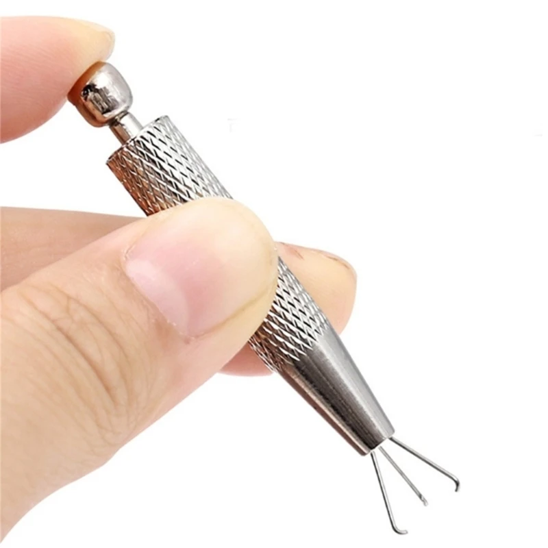 Professional Jewelry Clamp Stainless Steel Four Claw Diamonds Securing Clip Jewelry Gems Beads Holder Tweezers Picking Tool