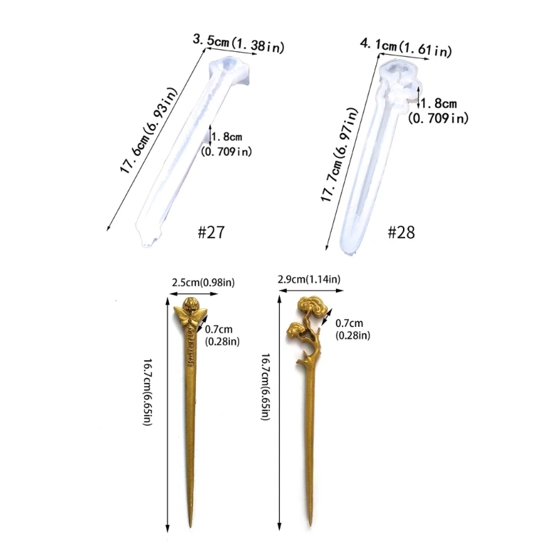 Hairpin DIY Silicone Mold Making Hair Stick Mould Jewelry Pendant DIY Crystal Epoxy Resin Mould