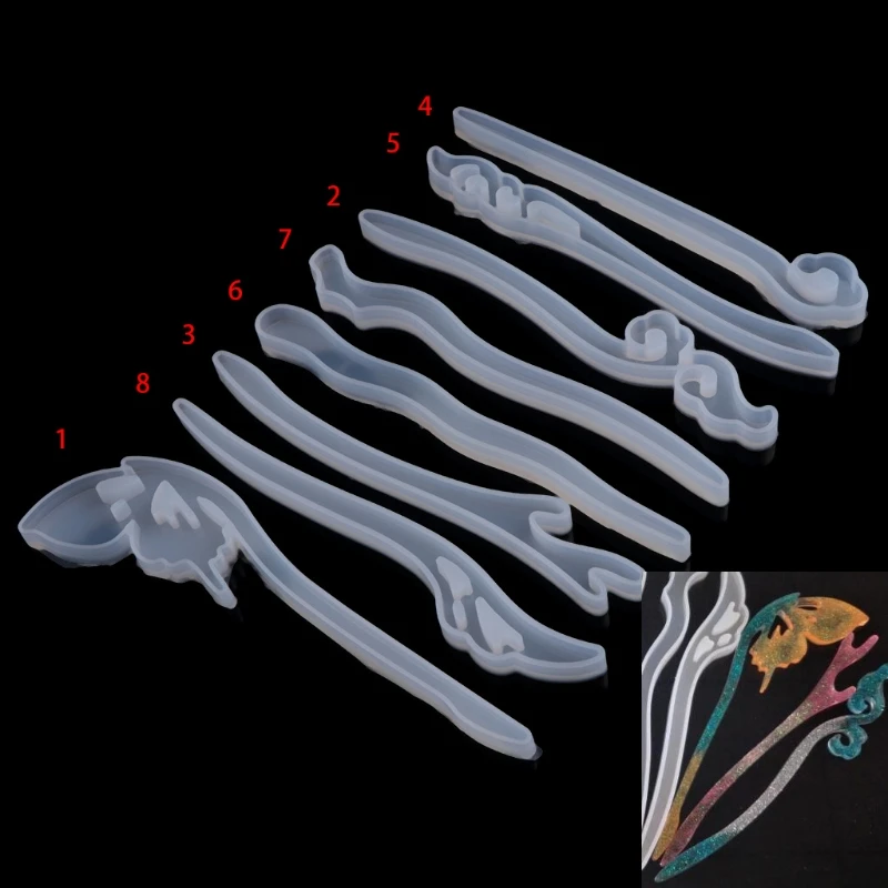 Hairpin DIY Silicone Mold Making Hair Stick Mould Jewelry Pendant DIY Crystal Epoxy Resin Mould
