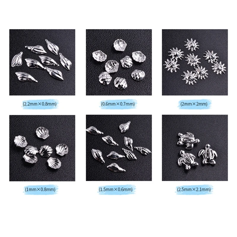 Ocean Theme Metal Rivets Resin Filler Jewelry Fillings Material Star Shell 3d Nail Art Decoration DIY Accessories