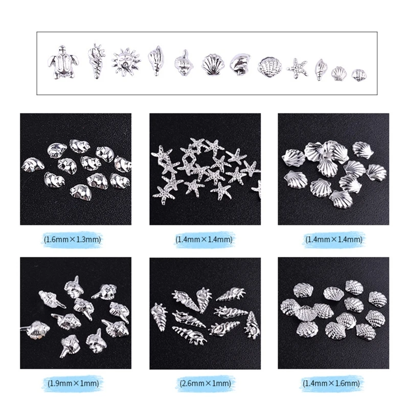 Ocean Theme Metal Rivets Resin Filler Jewelry Fillings Material Star Shell 3d Nail Art Decoration DIY Accessories